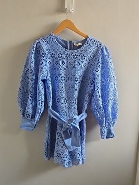 Maje Sky Blue Guipure Lace Romper Size 40